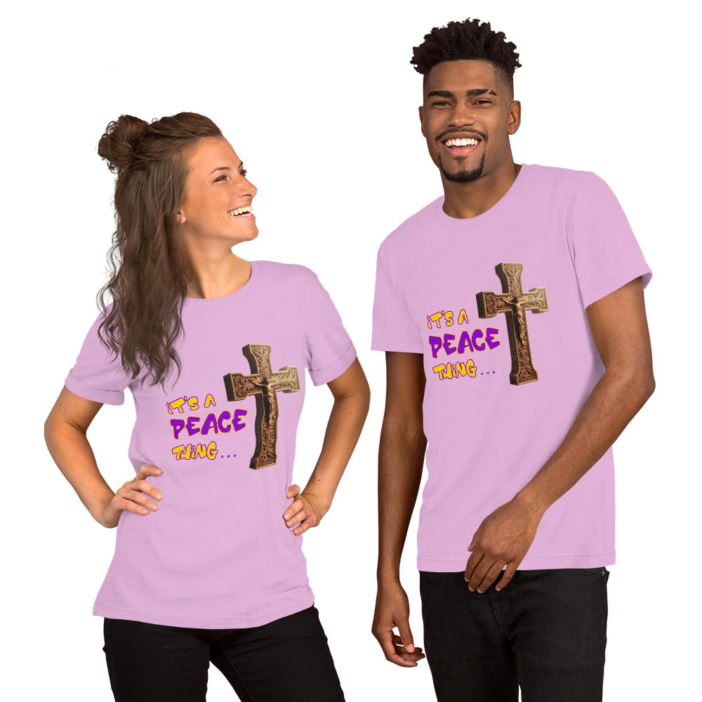 Byte the Bit Unisex It’s A Peace Thing Jesus Christ Cross Christian Graphic Crewneck T-Shirt Short Sleeve Adult Casual