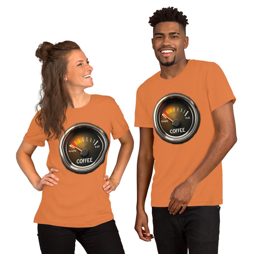 Unisex Coffee Gauge Measure Empty Drinker Caffeine Addicts T-Shirt Short Sleeve Graphic Funny Adult Casual Trendy