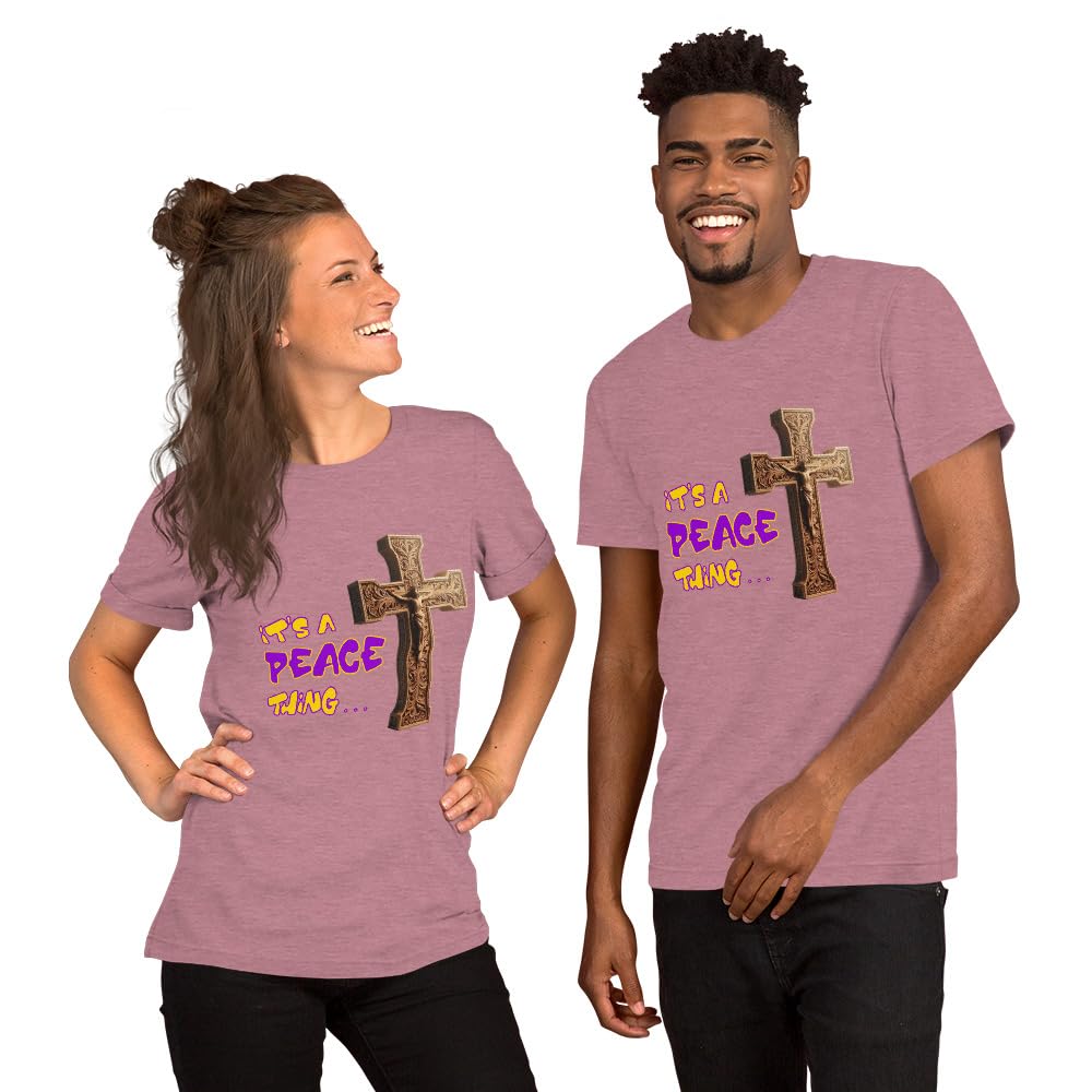 Byte the Bit Unisex It’s A Peace Thing Jesus Christ Cross Christian Graphic Crewneck T-Shirt Short Sleeve Adult Casual