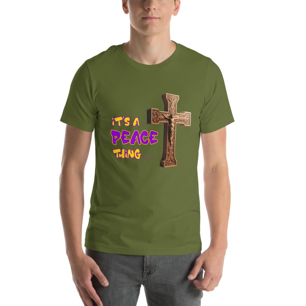 Byte the Bit Unisex It’s A Peace Thing Jesus Christ Cross Christian Graphic Crewneck T-Shirt Short Sleeve Adult Casual