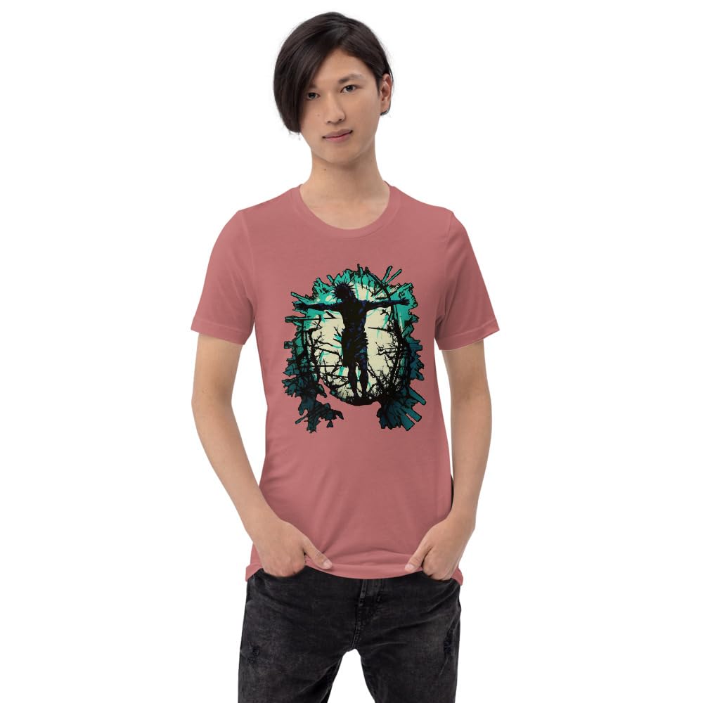 Byte the Bit Unisex Jesus Christ Standing Cross Graphic Crewneck T-Shirt Novelty Short Sleeve Adult Men Women Casual