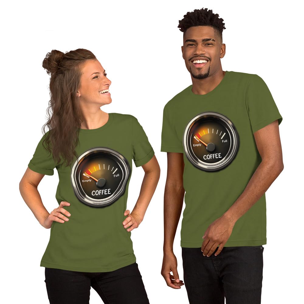 Unisex Coffee Gauge Measure Empty Drinker Caffeine Addicts T-Shirt Short Sleeve Graphic Funny Adult Casual Trendy
