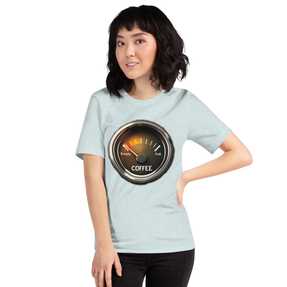 Unisex Coffee Gauge Measure Empty Drinker Caffeine Addicts T-Shirt Short Sleeve Graphic Funny Adult Casual Trendy