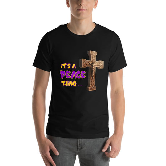 Byte the Bit Unisex It’s A Peace Thing Jesus Christ Cross Christian Graphic Crewneck T-Shirt Short Sleeve Adult Casual