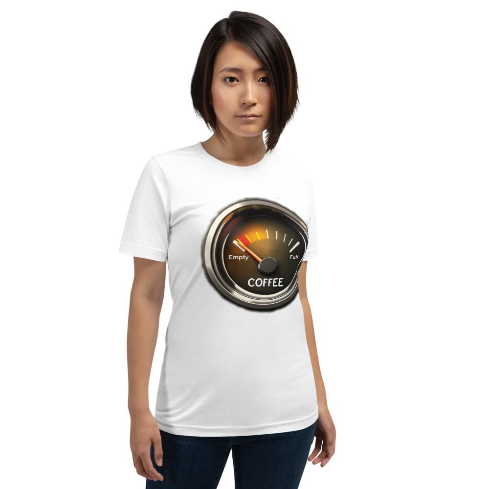 Unisex Coffee Gauge Measure Empty Drinker Caffeine Addicts T-Shirt Short Sleeve Graphic Funny Adult Casual Trendy