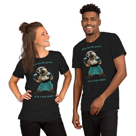 Byte the Bit Unisex Prairie Dog Boxing It is A New Fight Gloves Boxing Short Sleeve Graphic Funny Adult Casual Trendy