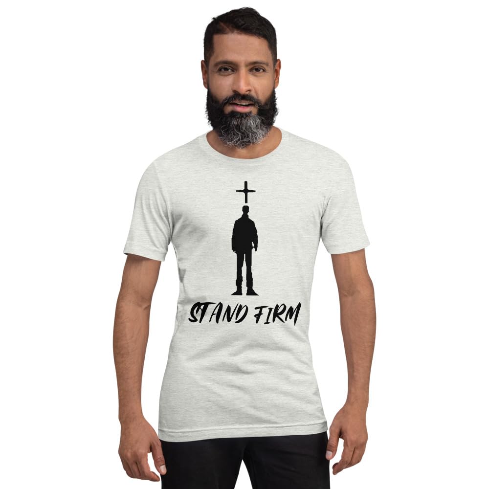 Byte the Bit Unisex Stand Firm Jesus Christ Cross Graphic Crewneck T-Shirt Novelty Short Sleeve Men Women Adult Casual
