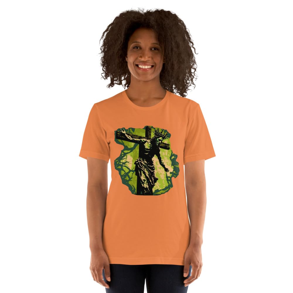 Byte the Bit Unisex Jesus Christ Cross Reaching Down Graphic Crewneck T-Shirt Novelty Short Sleeve Adult Men Women Casual