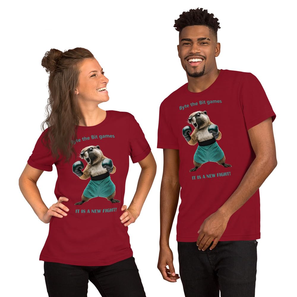 Byte the Bit Unisex Prairie Dog Boxing It is A New Fight Gloves Boxing Short Sleeve Graphic Funny Adult Casual Trendy