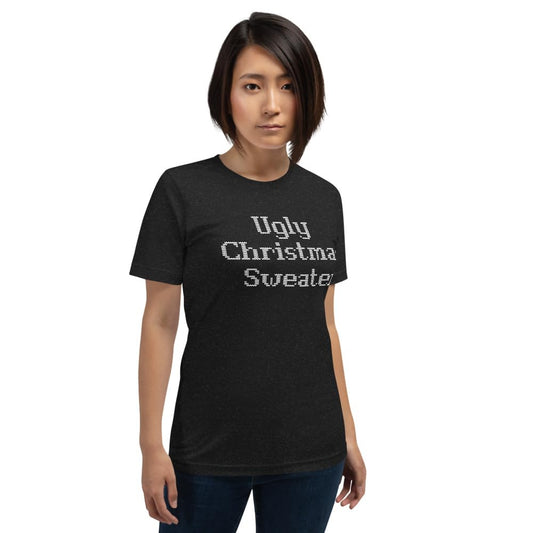 Unisex Ugly Christmas Sweater Xmas Graphic T-Shirt Funny Adult Short Sleeve Casual Jersey Trendy
