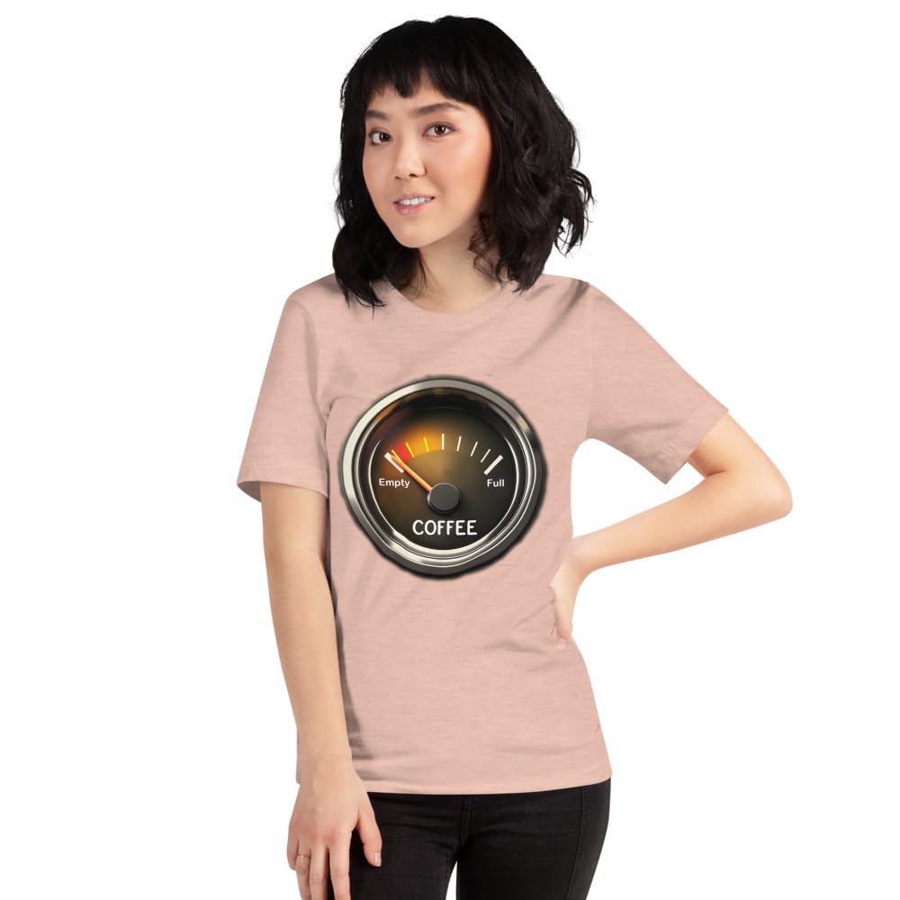 Unisex Coffee Gauge Measure Empty Drinker Caffeine Addicts T-Shirt Short Sleeve Graphic Funny Adult Casual Trendy