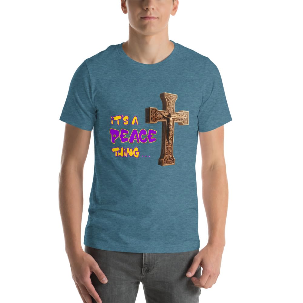 Byte the Bit Unisex It’s A Peace Thing Jesus Christ Cross Christian Graphic Crewneck T-Shirt Short Sleeve Adult Casual