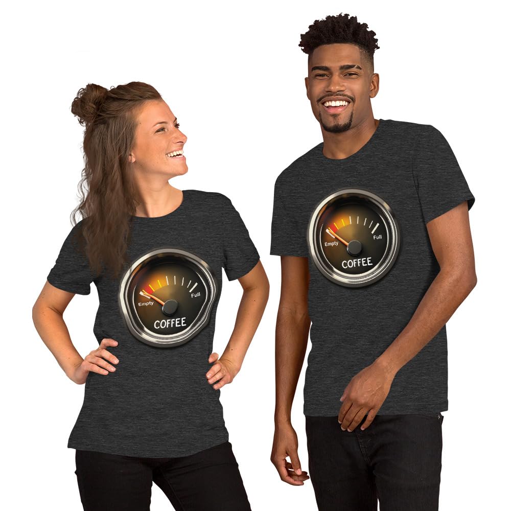 Unisex Coffee Gauge Measure Empty Drinker Caffeine Addicts T-Shirt Short Sleeve Graphic Funny Adult Casual Trendy