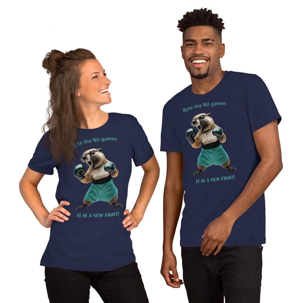 Byte the Bit Unisex Prairie Dog Boxing It is A New Fight Gloves Boxing Short Sleeve Graphic Funny Adult Casual Trendy