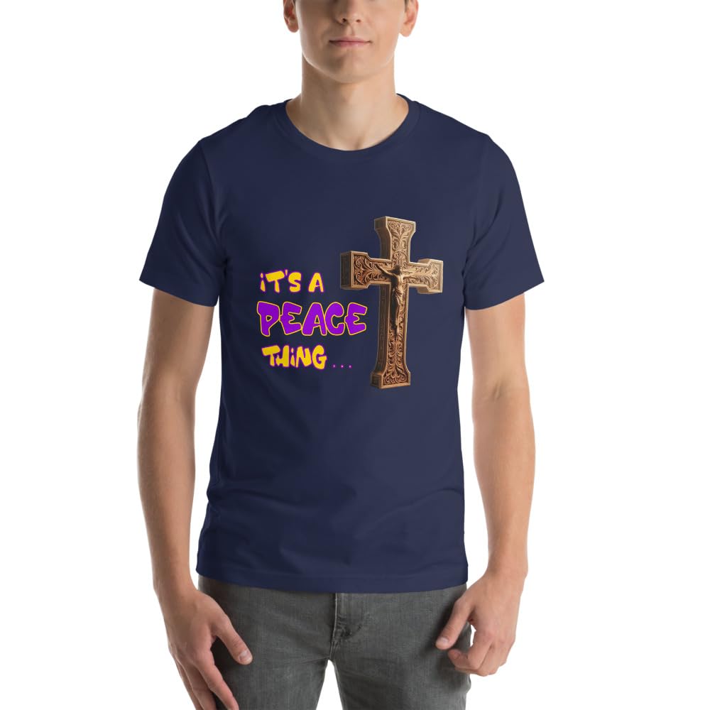 Byte the Bit Unisex It’s A Peace Thing Jesus Christ Cross Christian Graphic Crewneck T-Shirt Short Sleeve Adult Casual
