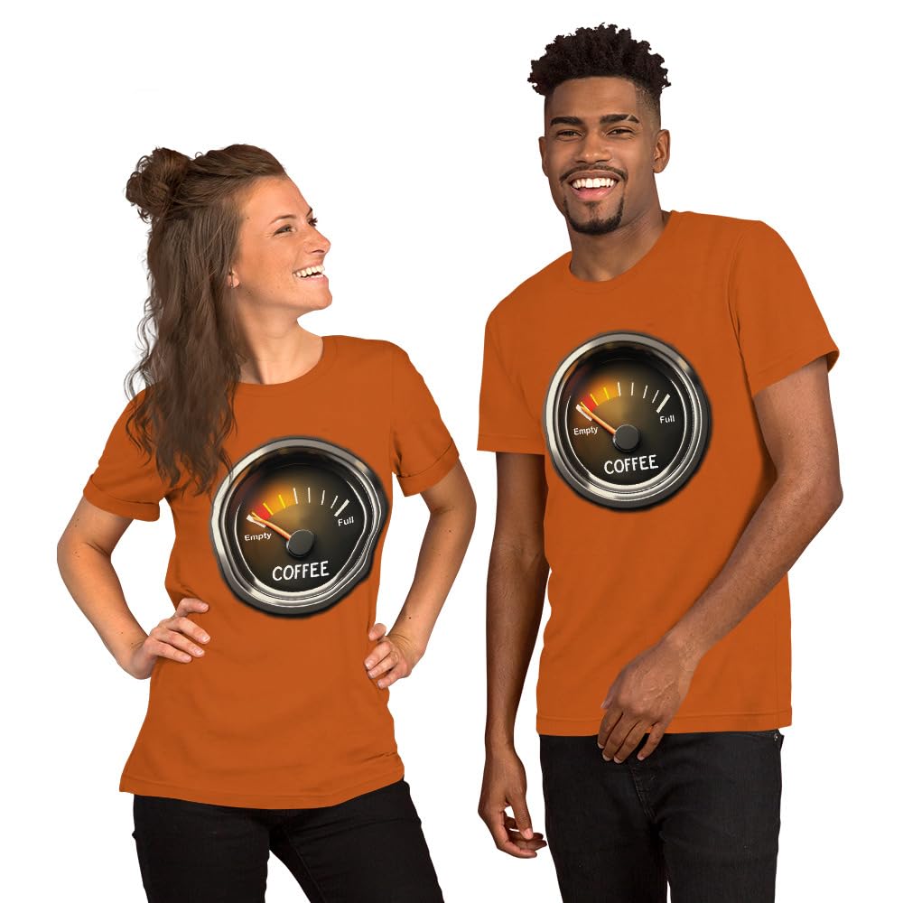 Unisex Coffee Gauge Measure Empty Drinker Caffeine Addicts T-Shirt Short Sleeve Graphic Funny Adult Casual Trendy