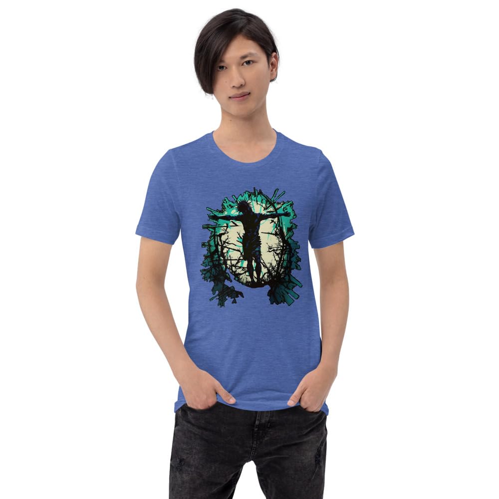 Byte the Bit Unisex Jesus Christ Standing Cross Graphic Crewneck T-Shirt Novelty Short Sleeve Adult Men Women Casual