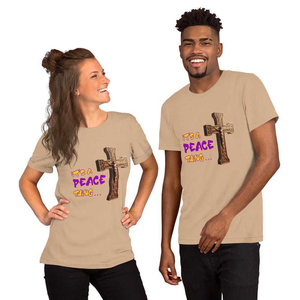 Byte the Bit Unisex It’s A Peace Thing Jesus Christ Cross Christian Graphic Crewneck T-Shirt Short Sleeve Adult Casual