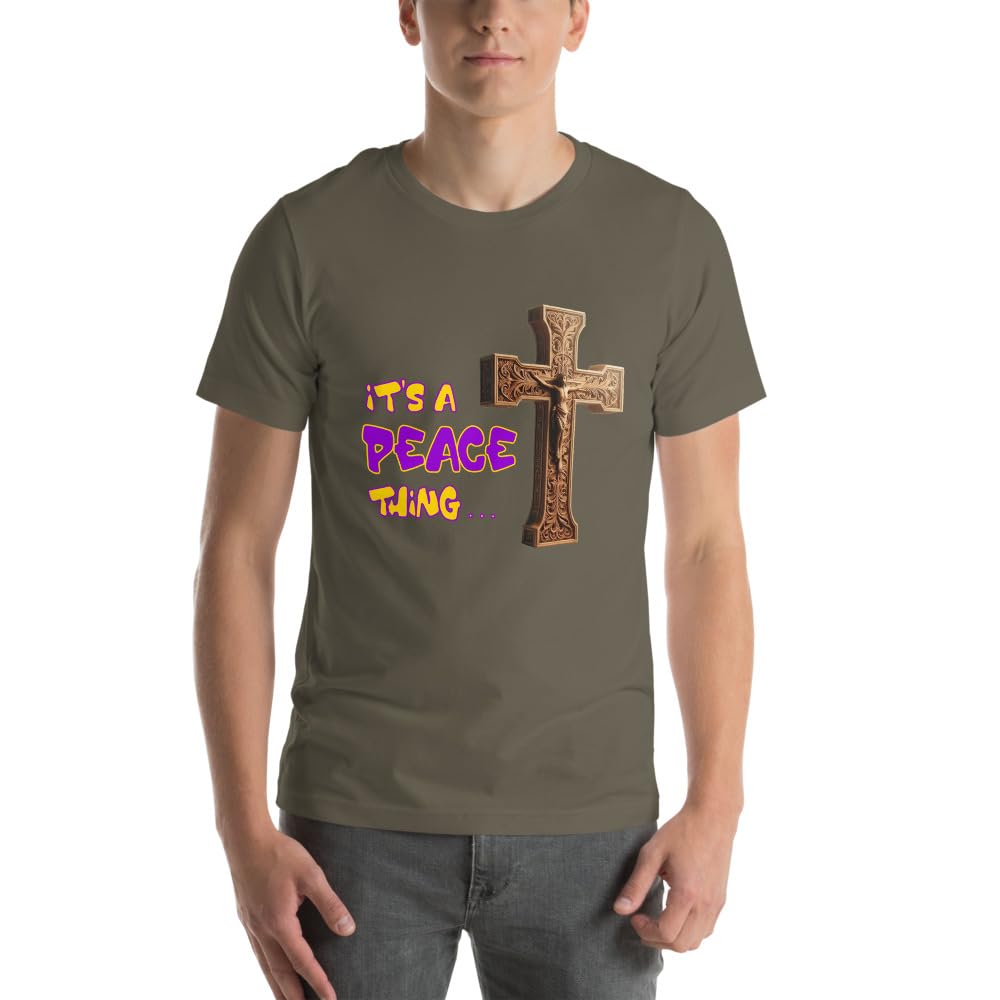 Byte the Bit Unisex It’s A Peace Thing Jesus Christ Cross Christian Graphic Crewneck T-Shirt Short Sleeve Adult Casual