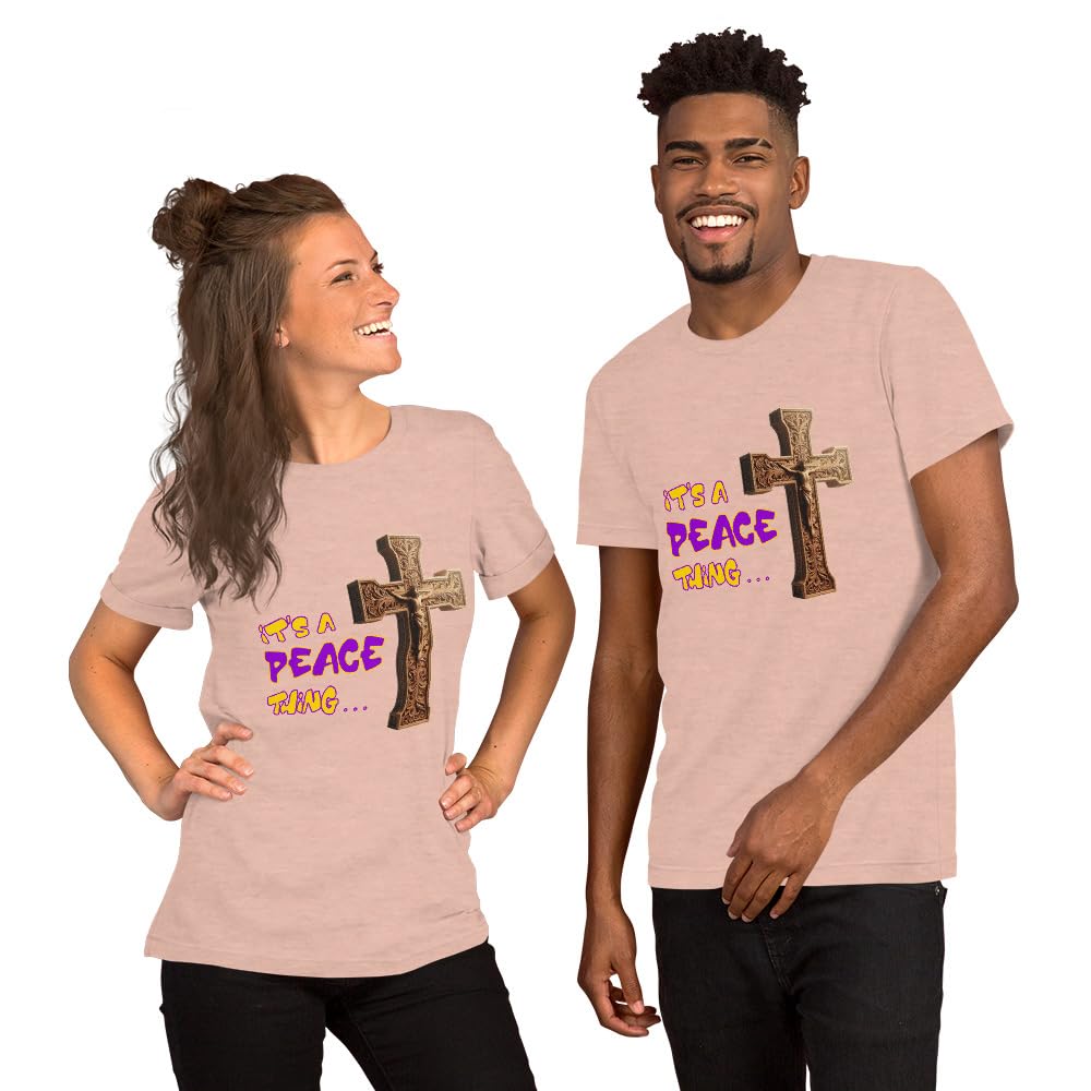 Byte the Bit Unisex It’s A Peace Thing Jesus Christ Cross Christian Graphic Crewneck T-Shirt Short Sleeve Adult Casual