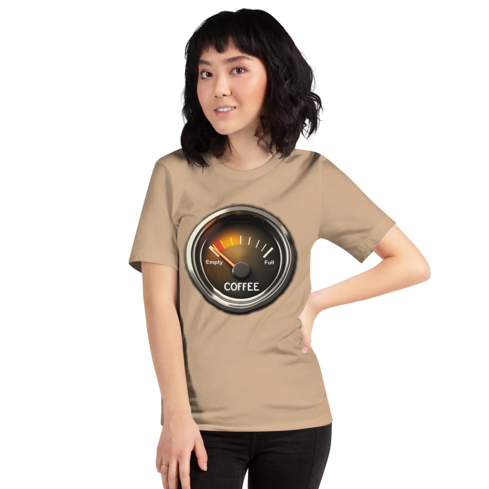 Unisex Coffee Gauge Measure Empty Drinker Caffeine Addicts T-Shirt Short Sleeve Graphic Funny Adult Casual Trendy