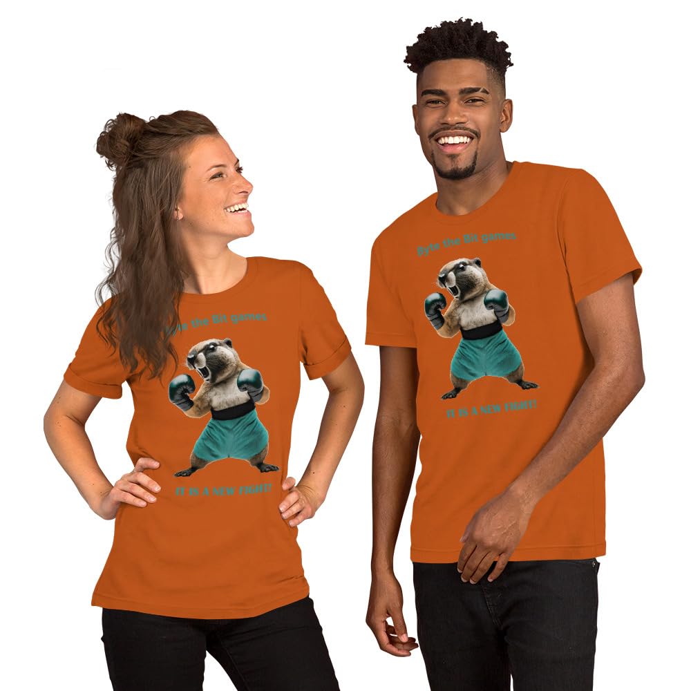 Byte the Bit Unisex Prairie Dog Boxing It is A New Fight Gloves Boxing Short Sleeve Graphic Funny Adult Casual Trendy
