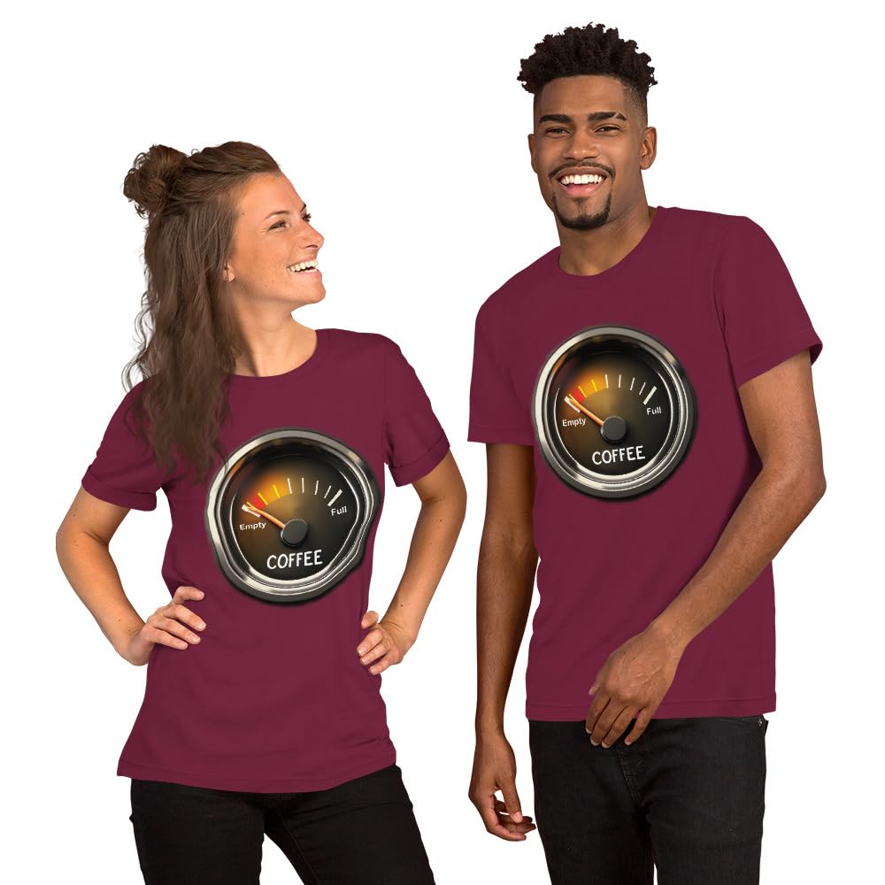 Unisex Coffee Gauge Measure Empty Drinker Caffeine Addicts T-Shirt Short Sleeve Graphic Funny Adult Casual Trendy