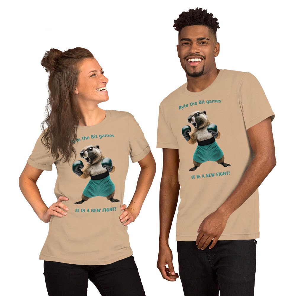 Byte the Bit Unisex Prairie Dog Boxing It is A New Fight Gloves Boxing Short Sleeve Graphic Funny Adult Casual Trendy