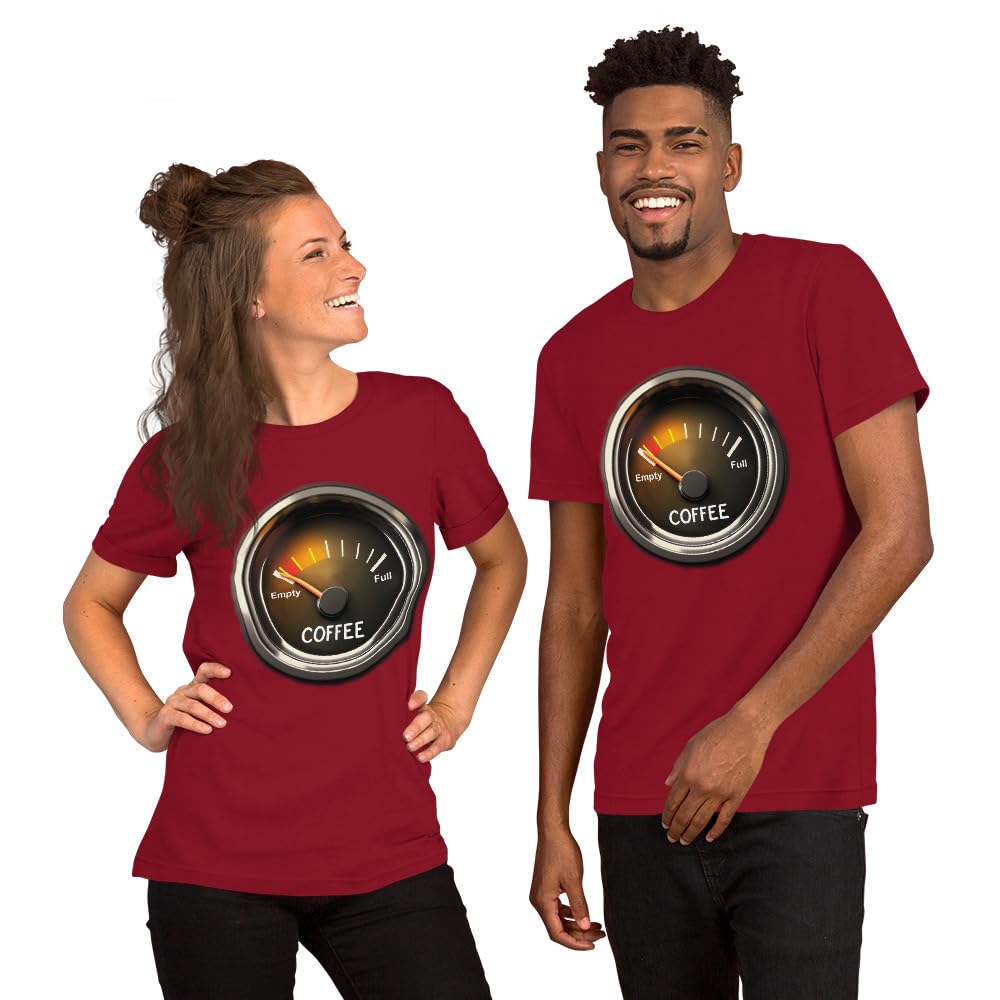 Unisex Coffee Gauge Measure Empty Drinker Caffeine Addicts T-Shirt Short Sleeve Graphic Funny Adult Casual Trendy