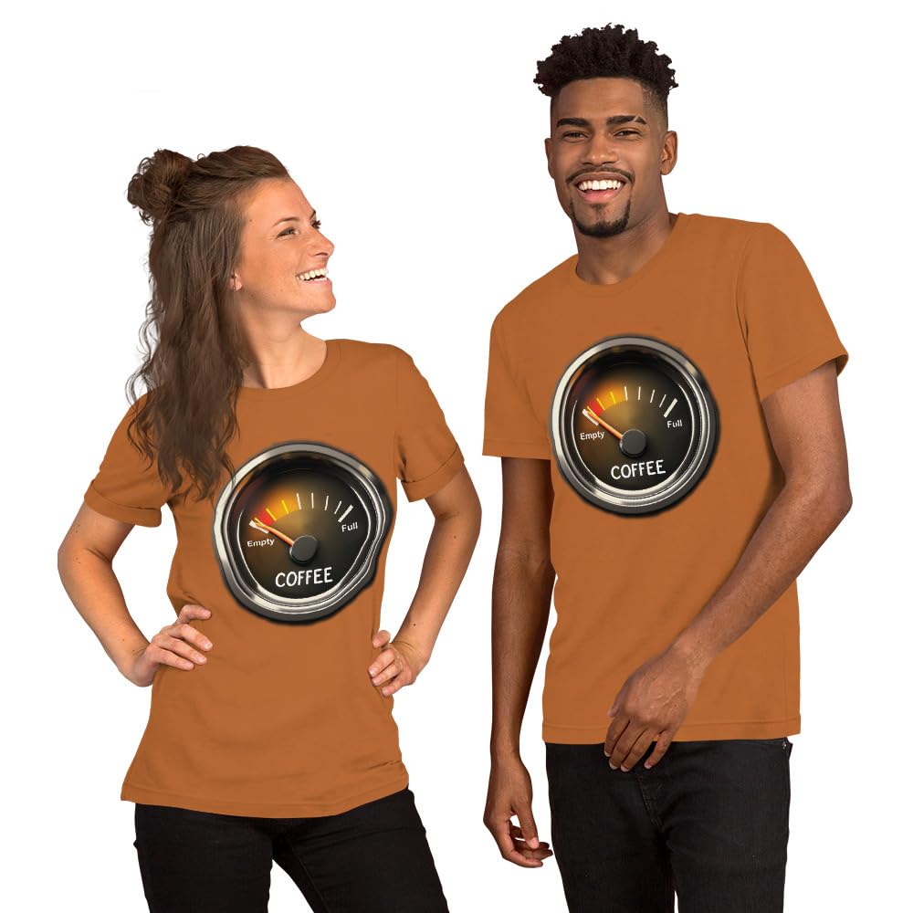 Unisex Coffee Gauge Measure Empty Drinker Caffeine Addicts T-Shirt Short Sleeve Graphic Funny Adult Casual Trendy