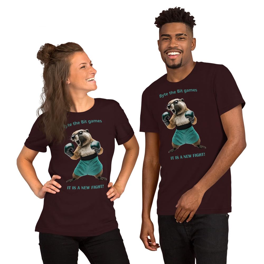 Byte the Bit Unisex Prairie Dog Boxing It is A New Fight Gloves Boxing Short Sleeve Graphic Funny Adult Casual Trendy