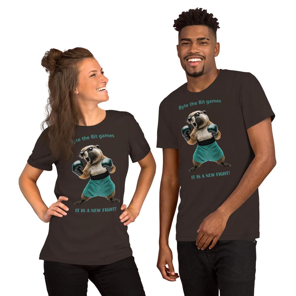 Byte the Bit Unisex Prairie Dog Boxing It is A New Fight Gloves Boxing Short Sleeve Graphic Funny Adult Casual Trendy