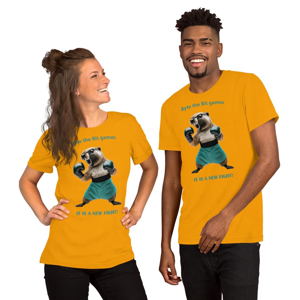 Byte the Bit Unisex Prairie Dog Boxing It is A New Fight Gloves Boxing Short Sleeve Graphic Funny Adult Casual Trendy