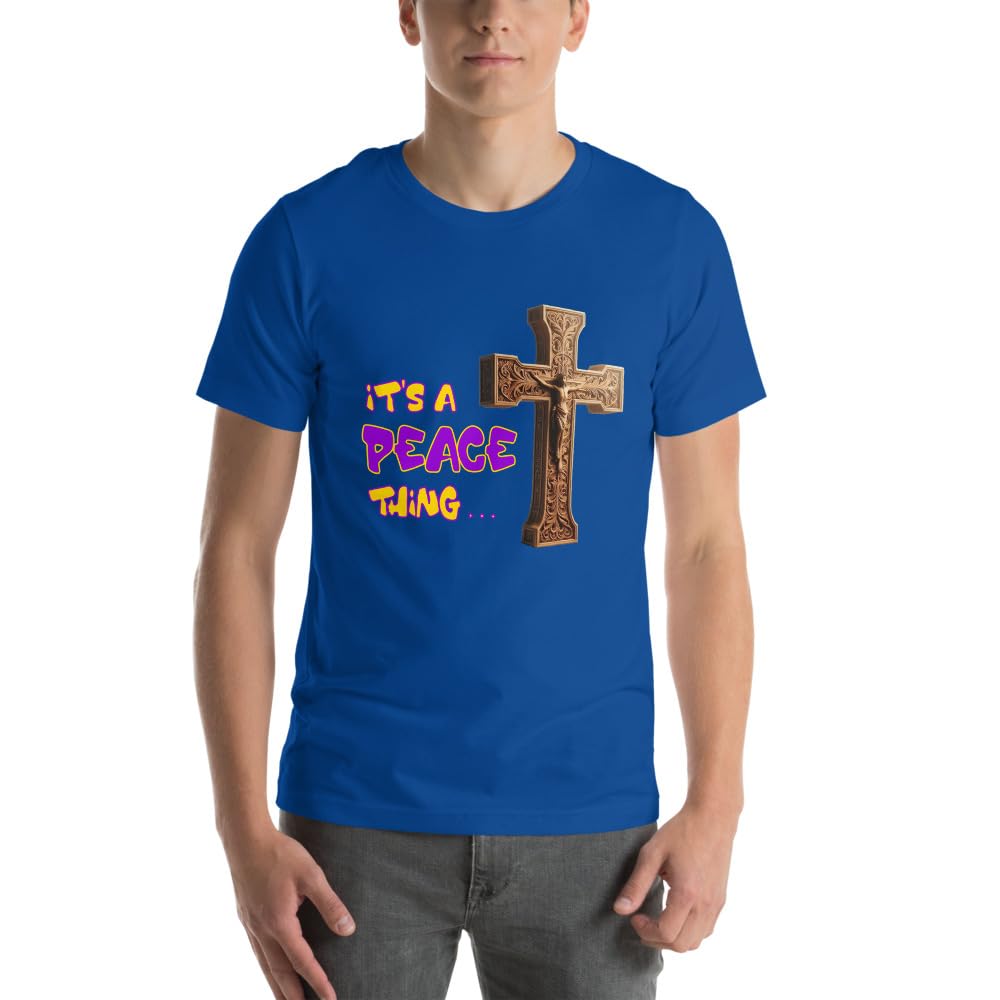Byte the Bit Unisex It’s A Peace Thing Jesus Christ Cross Christian Graphic Crewneck T-Shirt Short Sleeve Adult Casual