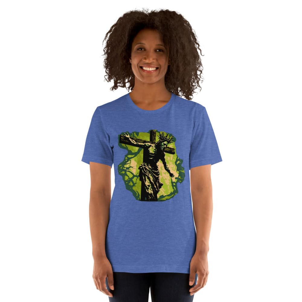 Byte the Bit Unisex Jesus Christ Cross Reaching Down Graphic Crewneck T-Shirt Novelty Short Sleeve Adult Men Women Casual