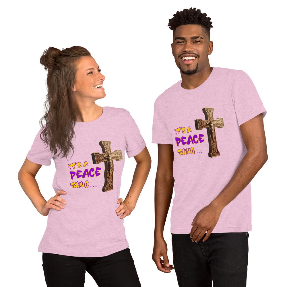Byte the Bit Unisex It’s A Peace Thing Jesus Christ Cross Christian Graphic Crewneck T-Shirt Short Sleeve Adult Casual