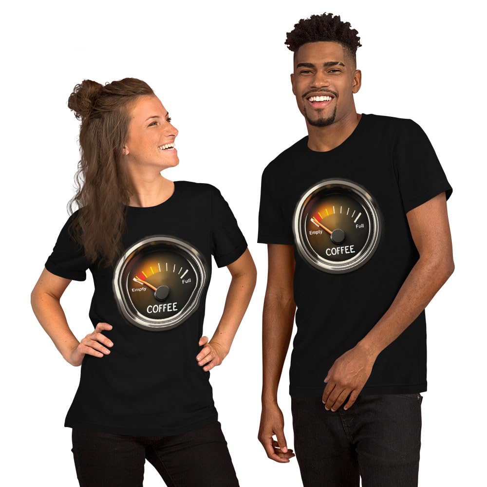 Unisex Coffee Gauge Measure Empty Drinker Caffeine Addicts T-Shirt Short Sleeve Graphic Funny Adult Casual Trendy