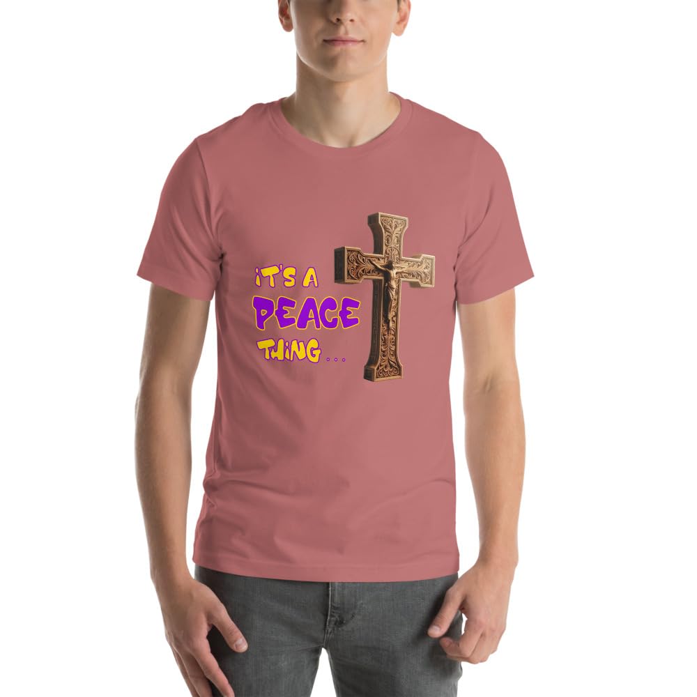 Byte the Bit Unisex It’s A Peace Thing Jesus Christ Cross Christian Graphic Crewneck T-Shirt Short Sleeve Adult Casual