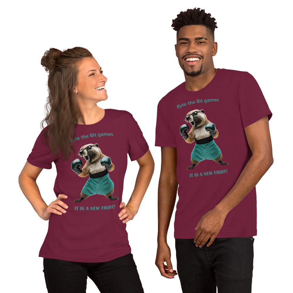 Byte the Bit Unisex Prairie Dog Boxing It is A New Fight Gloves Boxing Short Sleeve Graphic Funny Adult Casual Trendy