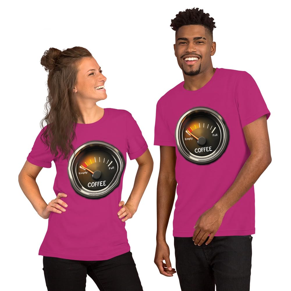 Unisex Coffee Gauge Measure Empty Drinker Caffeine Addicts T-Shirt Short Sleeve Graphic Funny Adult Casual Trendy