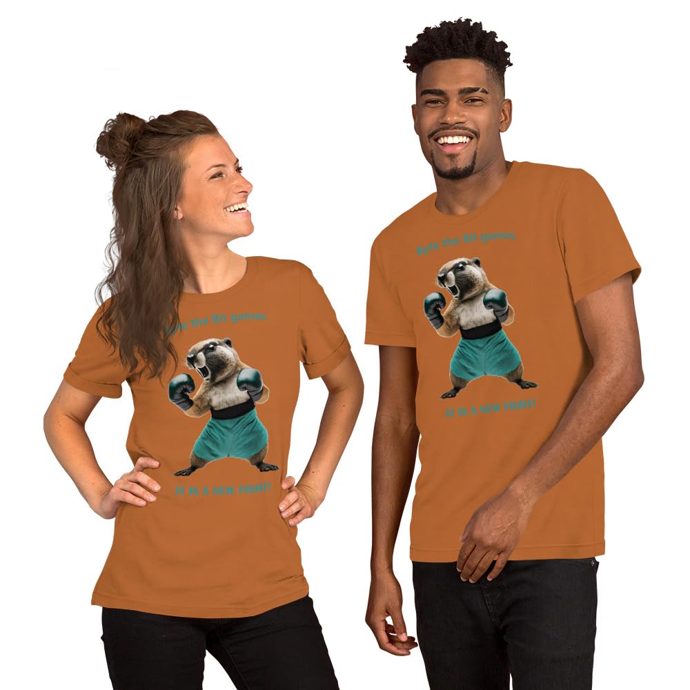 Byte the Bit Unisex Prairie Dog Boxing It is A New Fight Gloves Boxing Short Sleeve Graphic Funny Adult Casual Trendy