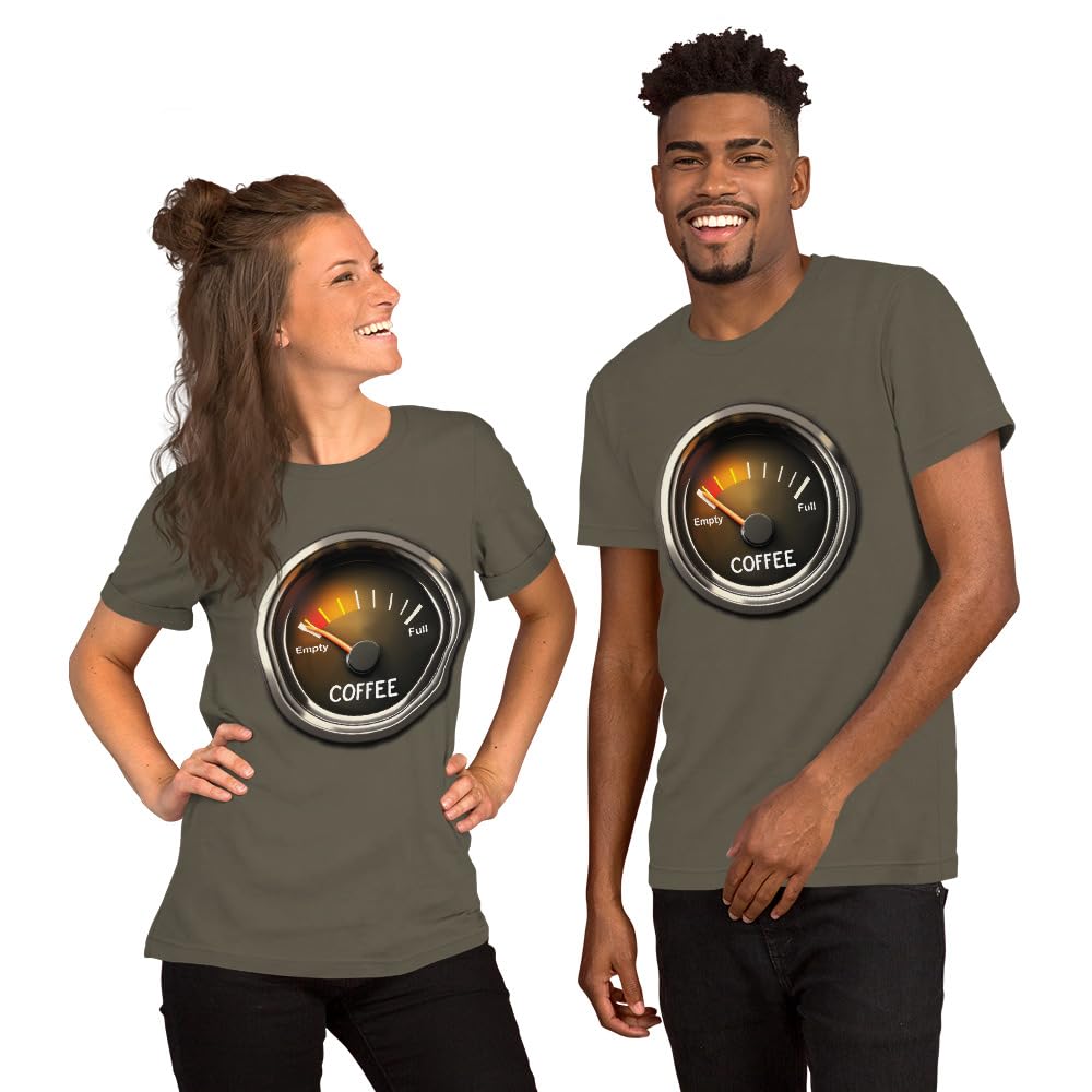 Unisex Coffee Gauge Measure Empty Drinker Caffeine Addicts T-Shirt Short Sleeve Graphic Funny Adult Casual Trendy