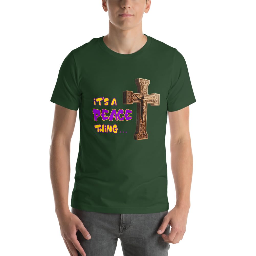 Byte the Bit Unisex It’s A Peace Thing Jesus Christ Cross Christian Graphic Crewneck T-Shirt Short Sleeve Adult Casual