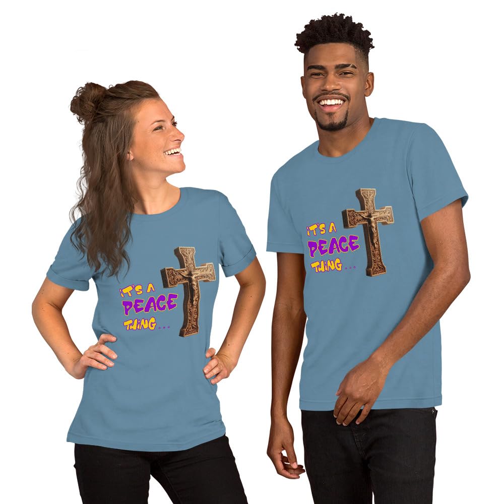 Byte the Bit Unisex It’s A Peace Thing Jesus Christ Cross Christian Graphic Crewneck T-Shirt Short Sleeve Adult Casual