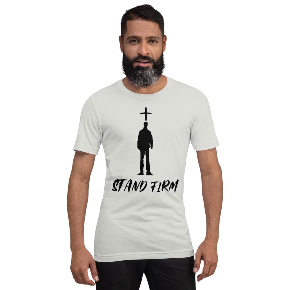 Byte the Bit Unisex Stand Firm Jesus Christ Cross Graphic Crewneck T-Shirt Novelty Short Sleeve Men Women Adult Casual