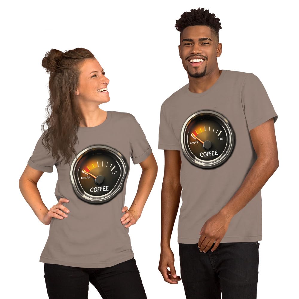 Unisex Coffee Gauge Measure Empty Drinker Caffeine Addicts T-Shirt Short Sleeve Graphic Funny Adult Casual Trendy