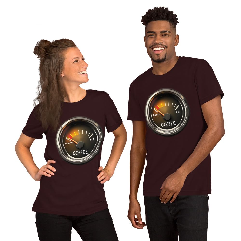 Unisex Coffee Gauge Measure Empty Drinker Caffeine Addicts T-Shirt Short Sleeve Graphic Funny Adult Casual Trendy