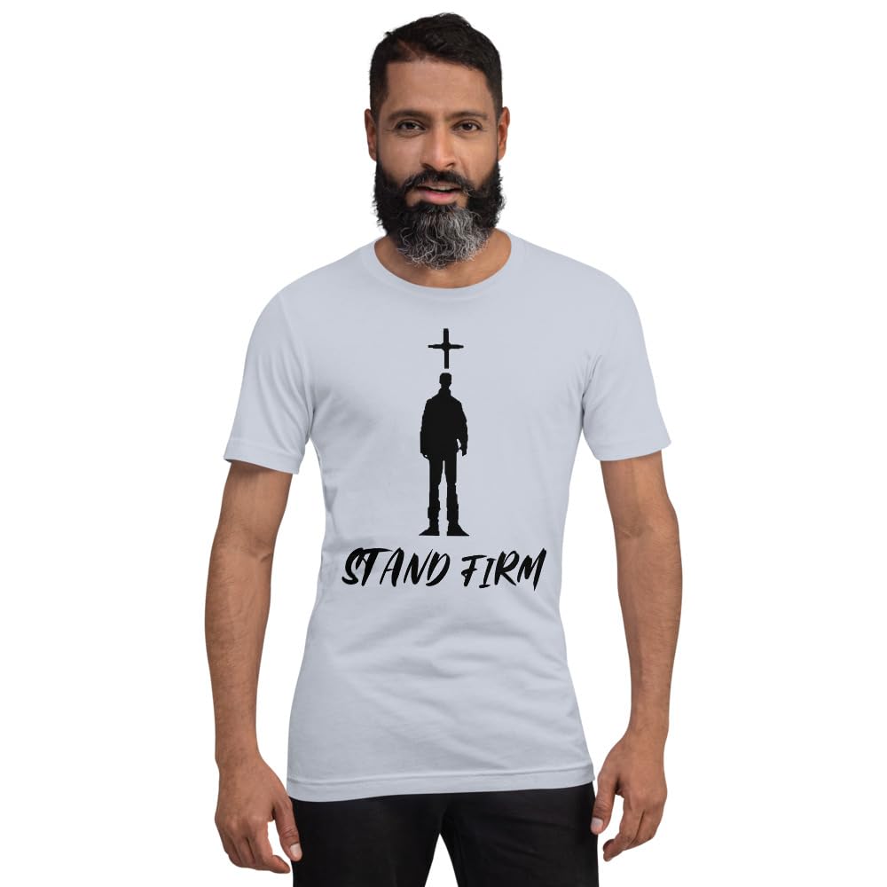 Byte the Bit Unisex Stand Firm Jesus Christ Cross Graphic Crewneck T-Shirt Novelty Short Sleeve Men Women Adult Casual