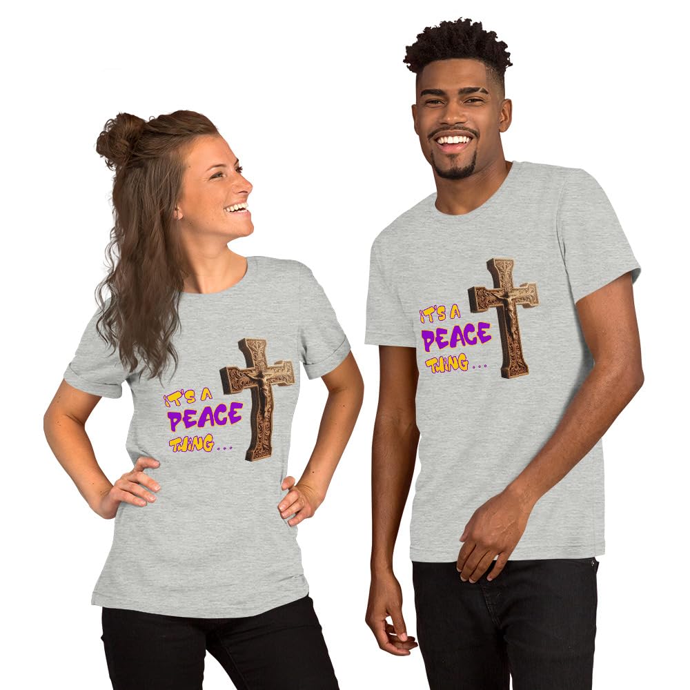 Byte the Bit Unisex It’s A Peace Thing Jesus Christ Cross Christian Graphic Crewneck T-Shirt Short Sleeve Adult Casual