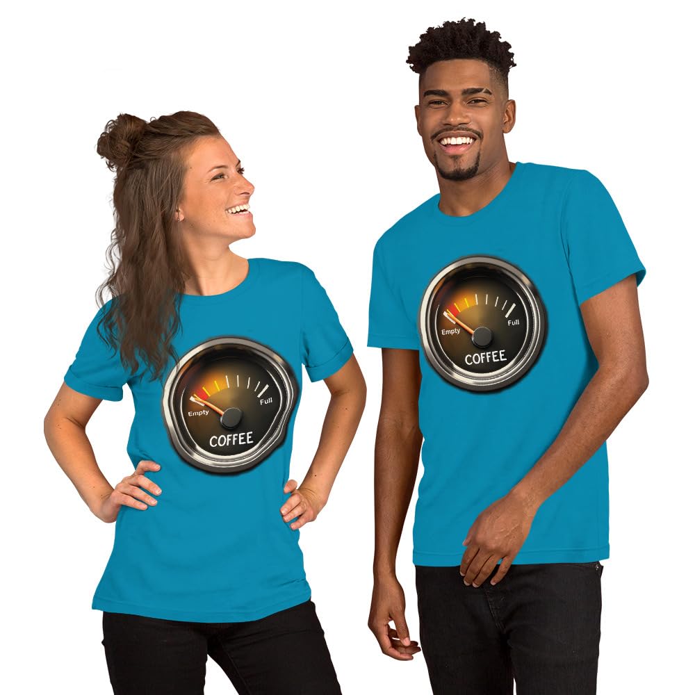Unisex Coffee Gauge Measure Empty Drinker Caffeine Addicts T-Shirt Short Sleeve Graphic Funny Adult Casual Trendy